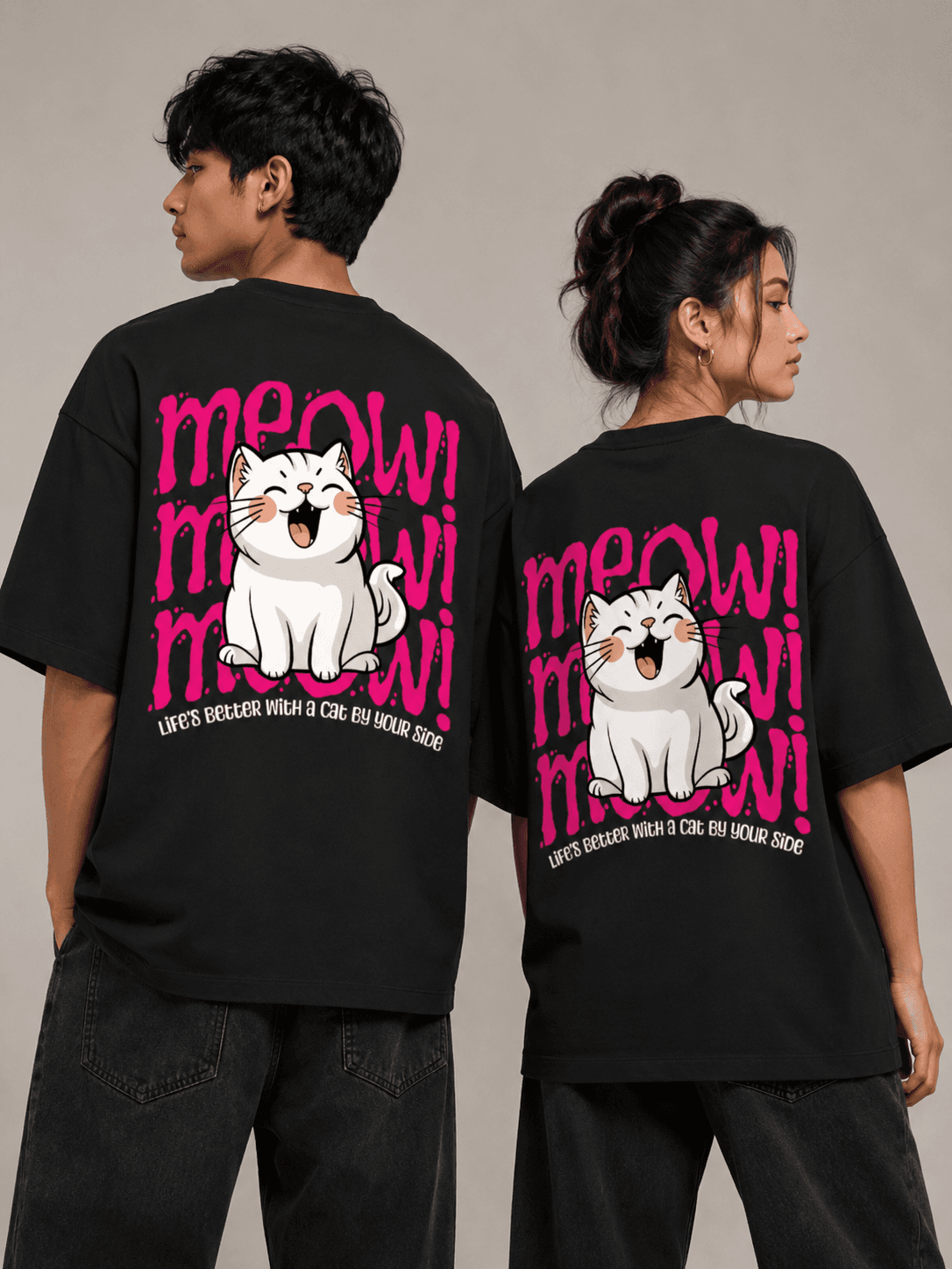 DELUZN Meow! Unisex Oversized Graphic T-Shirt - view 2