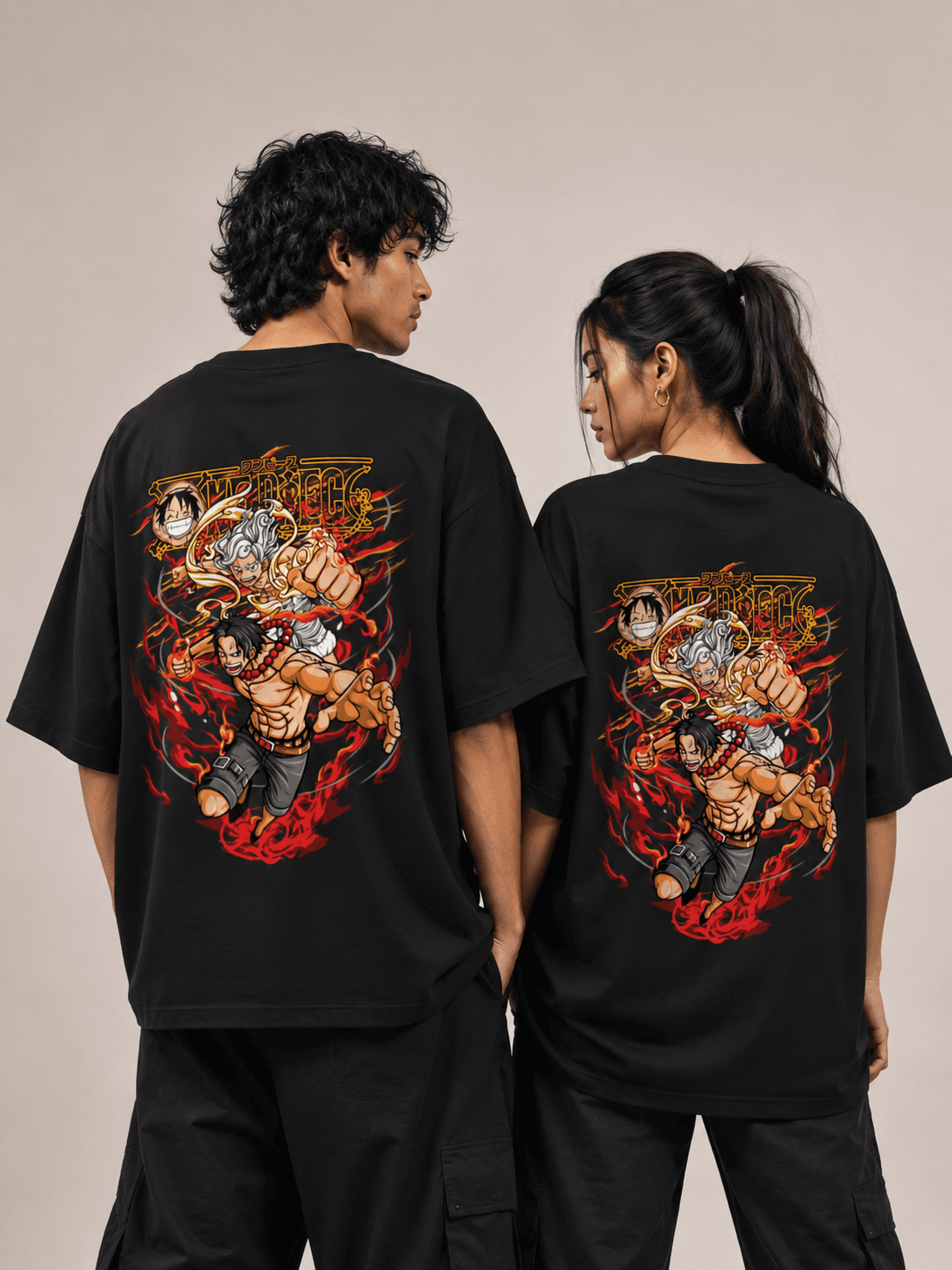 DELUZN One Piece: Brothers of Fire Oversized Graphic Tee - view 1