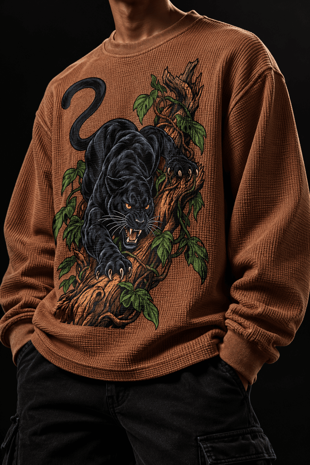 Deluzn Midnight Panther Waffle Knit Tshirt - view 1