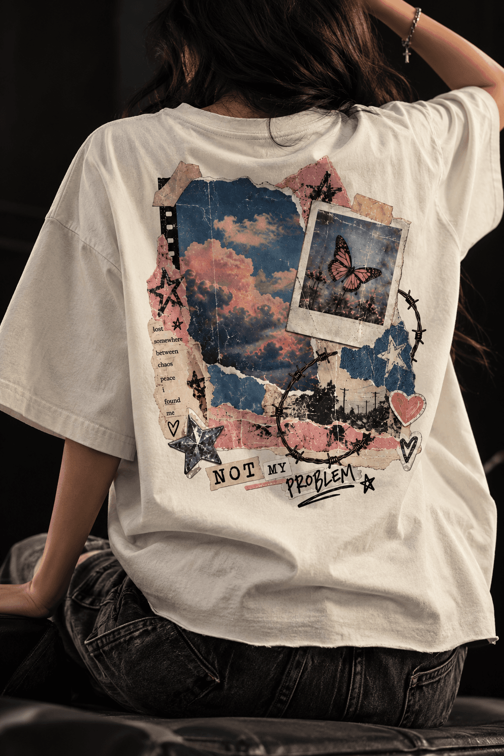 Deluzn Not My Problem Grunge Graphic T-Shirt Boxy Oversized Fit - view 1