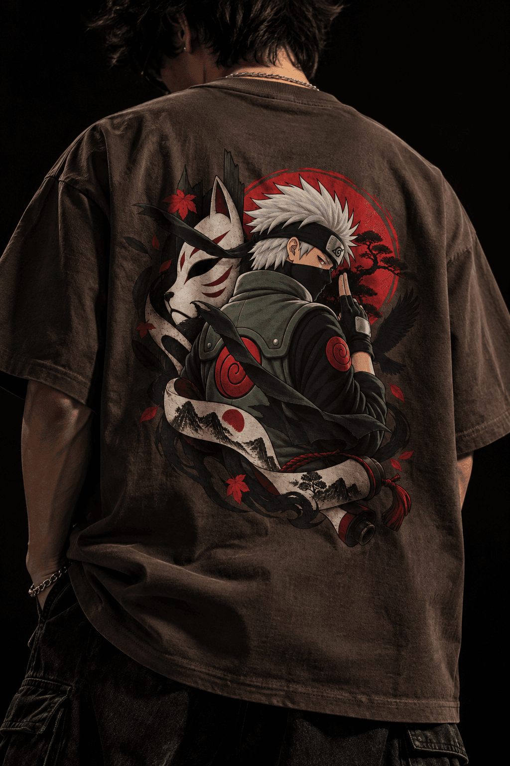 Deluzn Kakashi Shadow Scroll Unisex Oversized Tee - view 1