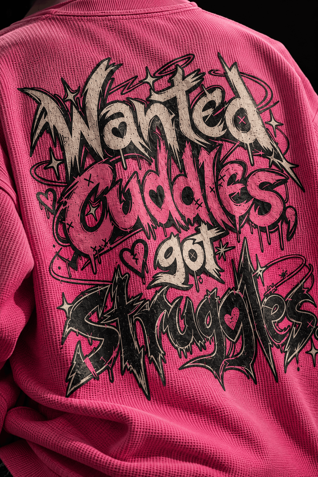Deluzn Wanted Cuddles Got Struggles Unisex Oversized T-Shirt - view 3
