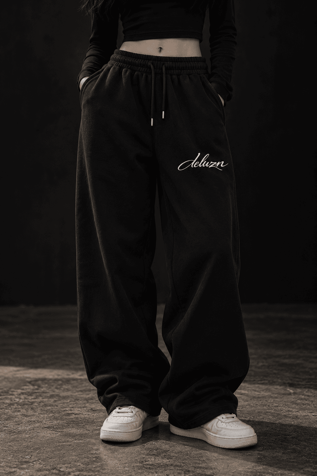 Deluzn Classic Unisex Baggy Fit Joggers Black - view 1