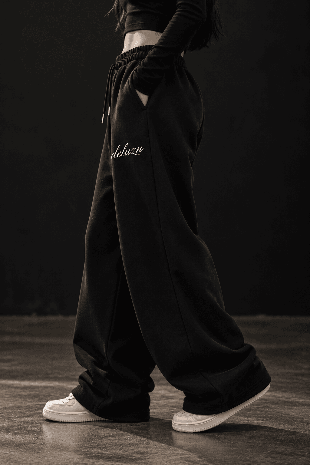 Deluzn Classic Unisex Baggy Fit Joggers Black - view 3
