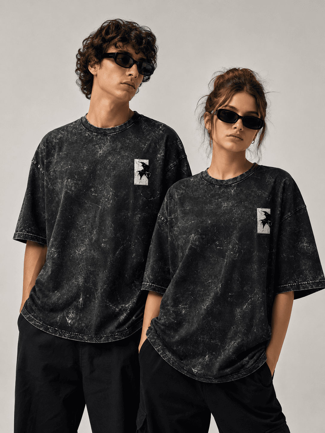 DELUZN Radiant Flight Acid Wash Unisex Oversized Graphic T-Shirt - view 1
